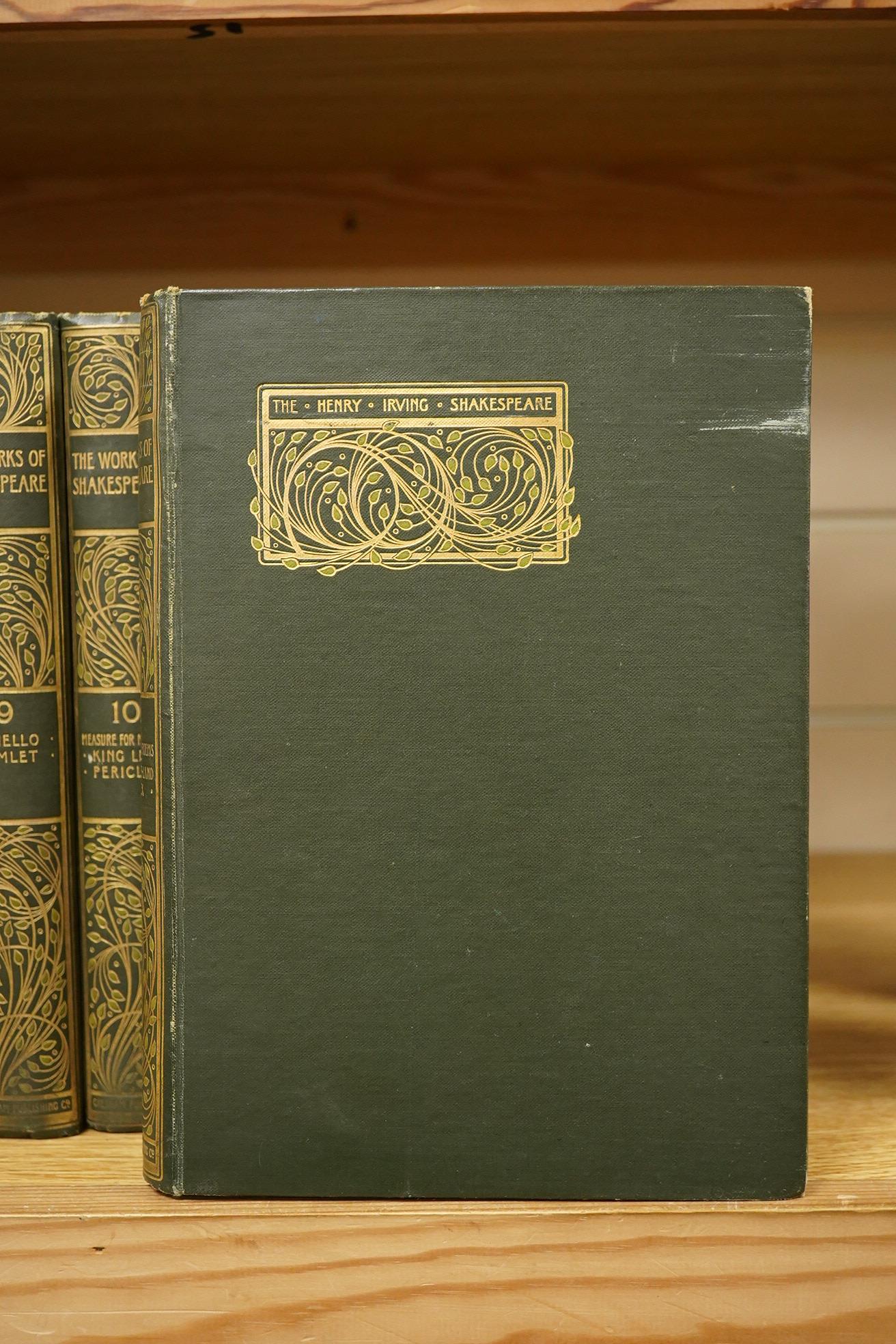 Shakespeare, William - The Henry Irving Shakespeare... 14 vols. coloured frontispieces (with captioned guards), num. plates and other illus.; original gilt cloth, roy 8vo. The Gresham Publishing Company, (ca.1900)
